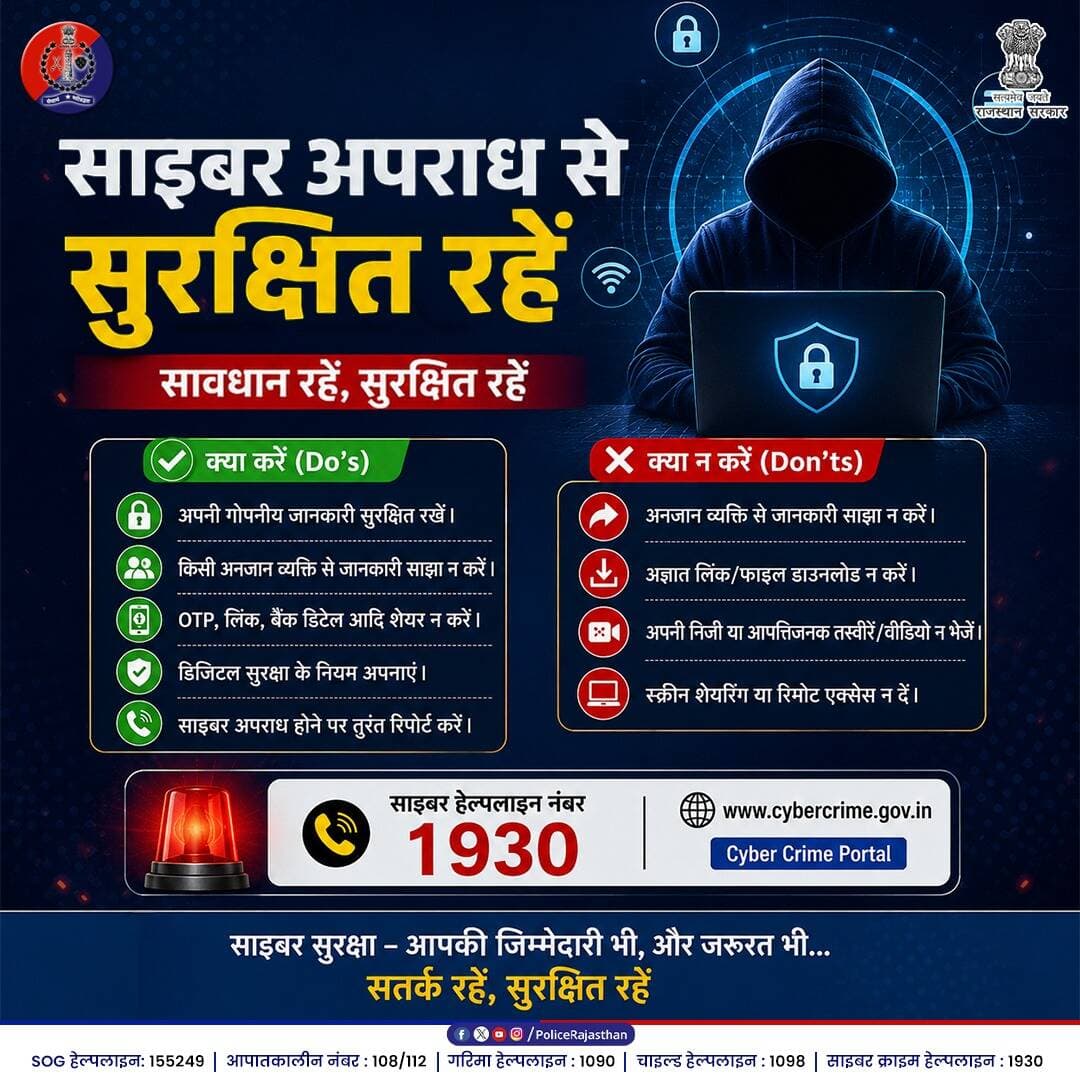 आपकी डिजिटल सुरक्षा, हमारी प्राथमिकता
तकनीक के इस दौर में आपकी एक छोटी सी सावधानी आपको बड़े आर्थिक नुकसान से बचा सकती ह...