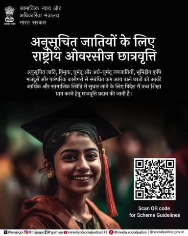 नेशनल ओवरसीज स्कॉलरशिप के लिए आवेदन करें और विदेश में पढ़ाई का अवसर पाएं—अधिक जानकारी के लिए स्कैन करें। #EmpowerEducation