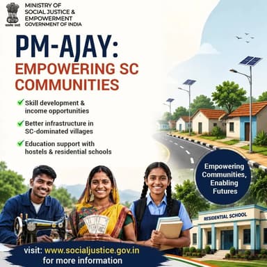 PM-AJAY is helping SC communities with better education, skills, and livelihood opportunities for a brighter future. Visit: socialjustice.gov.in #Empowerment