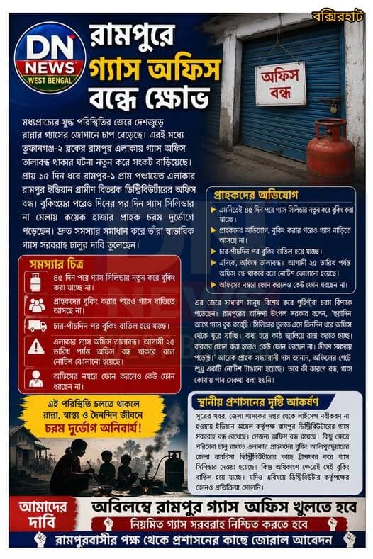 রামপুরে গ্যাস অফিসে তালা, চরম দুর্ভোগে হাজারো গ্রাহক