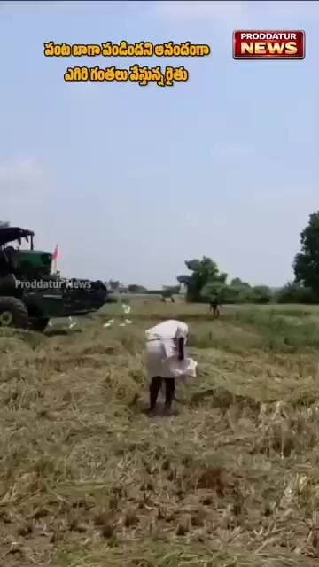 పంట బాగా పండిందని ఆనందంగా ఎగిరి గంతలు వేస్తున్న రైతు #proddaturnews