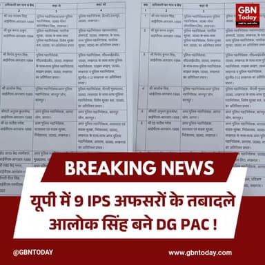 यूपी में 9 IPS अफसरों के तबादले, आलोक सिंह बने DG PAC।
#IPSTransfer #UPPolice #Bureaucracy #BreakingNews