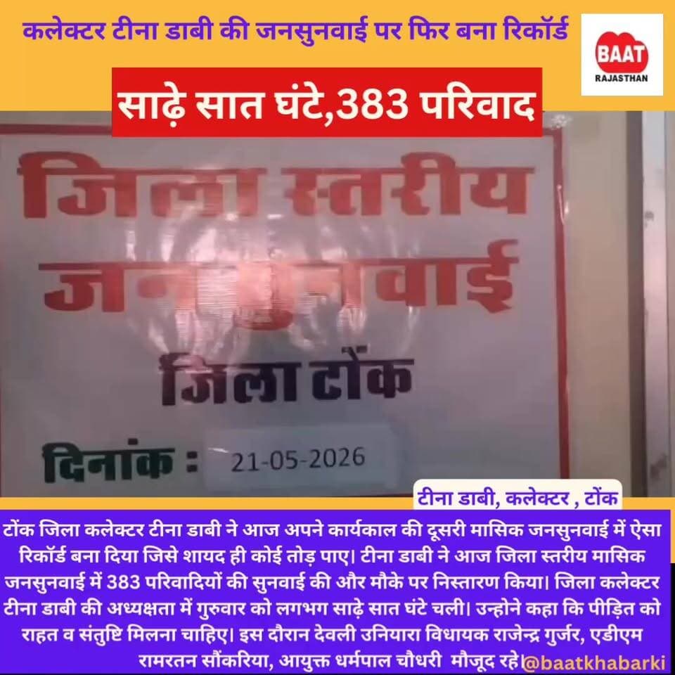 #tonk कलेक्टर #tinadabi ने बना दिया अनूठा रिकॉर्ड, जानिए क्या ? #tinadabi #tonk #kanhiyalalchoudhary #todaraisingh #Ton...