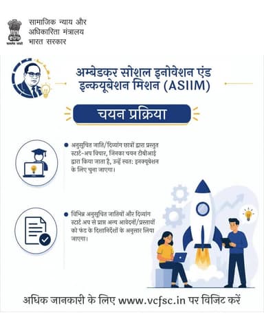 अपने स्टार्टअप आइडिया को ASIIM के साथ नई उड़ान दें। SC एवं दिव्यांग नवाचारकर्ताओं के लिए विशेष सहायता। अधिक जानकारी: www.vcfsc.in #ASIIM