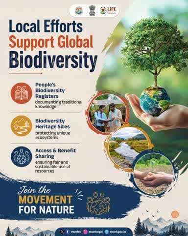 People’s Biodiversity Registers, Biodiversity Heritage Sites and Access & Benefit Sharing (ABS) mechanisms demonstrate how local action contributes meaningfully to national and global biodiversity goals. #MissionLife #BiodiversityDay