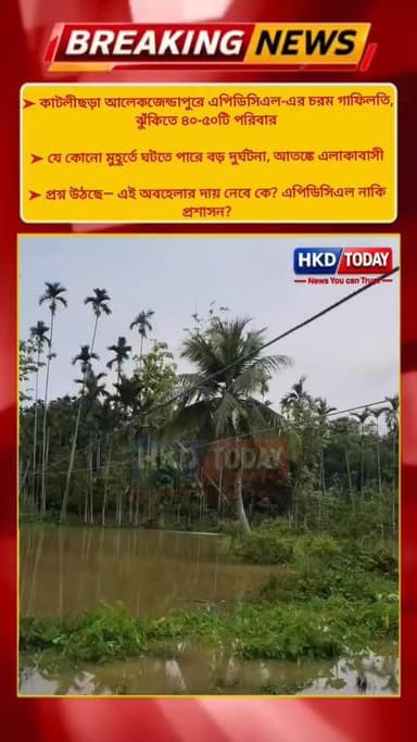 ➤ কাটলীছড়া আলেকজেন্ডাপুরে এপিডিসিএল-এর চরম গাফিলতি, ঝুঁকিতে ৪০-৫০টি পরিবার
➤ যে কোনো মুহূর্তে ঘটতে পারে বড় দুর্ঘটনা, ...