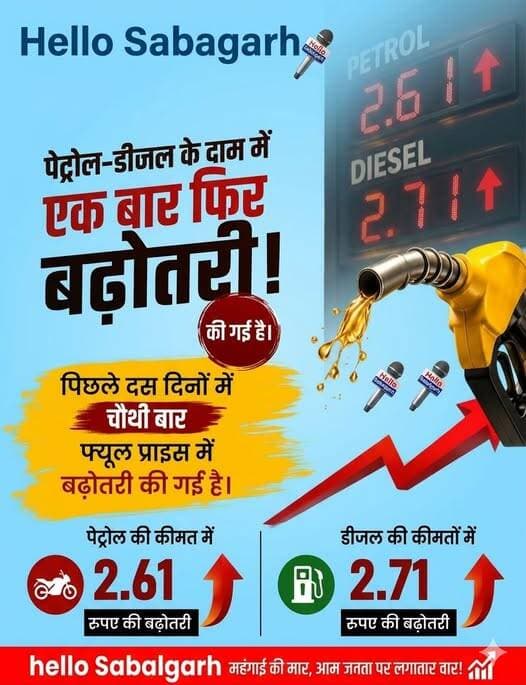 <nis:link nis:type=tag nis:id=पेट्रोल_डीजल_कीमतों_में_फिर_इजाफा nis:value=पेट्रोल_डीजल_कीमतों_में_फिर_इजाफा nis:enabled=true nis:link/>
देशभर में पेट्रोल और डीजल की कीमतों में एक बार फिर बढ़ोतरी कर दी गई है। पिछले 10 दिनो...