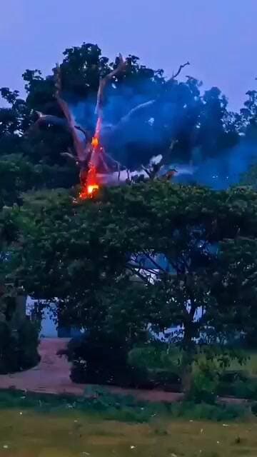 କରଞ୍ଜିଆ ସହର ଅନ୍ତର୍ଗତ ୱାର୍ଡ ନମ୍ବର–୨ ର କରଡ଼ିଆ ଅଞ୍ଚଳରେ ଆଜି ଅପରାହ୍ନରେ ଘଟିଥିବା ଭୟାବହ ବଜ୍ରପାତ ପରର ଦୃଶ୍ୟ।