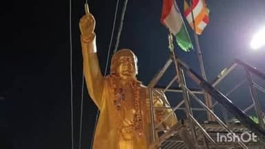 डबरा: अंबेडकर चौराहे पर प्रतिमा का चश्मा टूटने से हंगामा, कांग्रेस नेता की गाड़ी तोड़ी