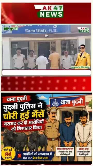 “बुदनी पुलिस का बड़ा एक्शन: चोरी हुई भैंसें बरामद, दो आरोपी गिरफ्तार”