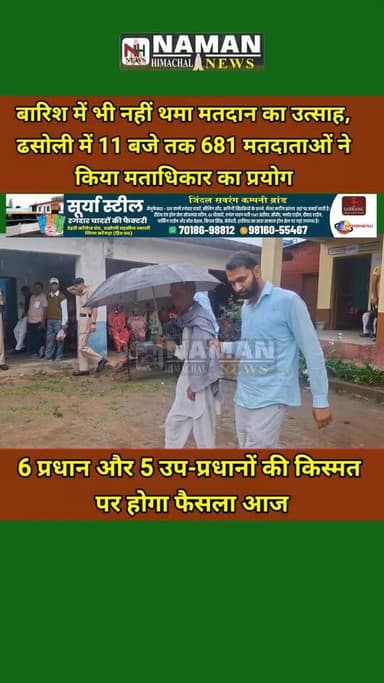 बारिश में भी नहीं थमा मतदान का उत्साह,ढसोली पंचायत में 11 बजे तक 681 मतदाताओं ने लोकतंत्र के पर्व में निभाई भागीदारी!
#h...
