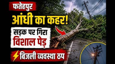 #फतेहपुर में आंधी का कहर! सड़क पर गिरा विशाल पेड़, बिजली व्यवस्था ठप #viral #yt