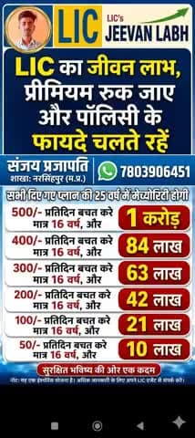 नरसिंहपुर के सभी जिलेवासी lic की जानकारी लेने के लिए बीमा करने के लिए संपर्क करें whatapp 7803906451