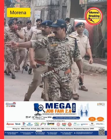 मुरैना शहर में एसपी के निर्देशन में एडिशनल एसपी ,सीएसपी, थाना प्रभारी और पुलिस बल के साथ शहर भर में बिना नंबर प्लेट की च...