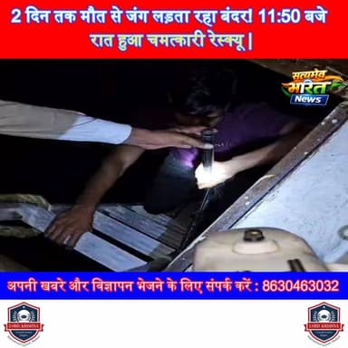 2 दिन तक मौत से जंग लड़ता रहा बंदर! 11:50 बजे रात हुआ चमत्कारी रेस्क्यू | #MonkeyRescue #BadaunNews #ViralVideo #AnimalR...