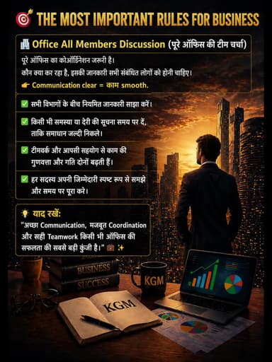 THE MOST IMPORTANT RULES FOR BUSINESS
🏢 Office All Members Discussion