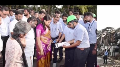 ஸ்ரீபெரும்புதூர்: இருங்காடு கோட்டை பகுதியில் தனியார் தொழிற்சாலையில் தீ விபத்து ஏற்பட்டதை இன்று அமைச்சர்கள் ஆய்வு செய்தனர்