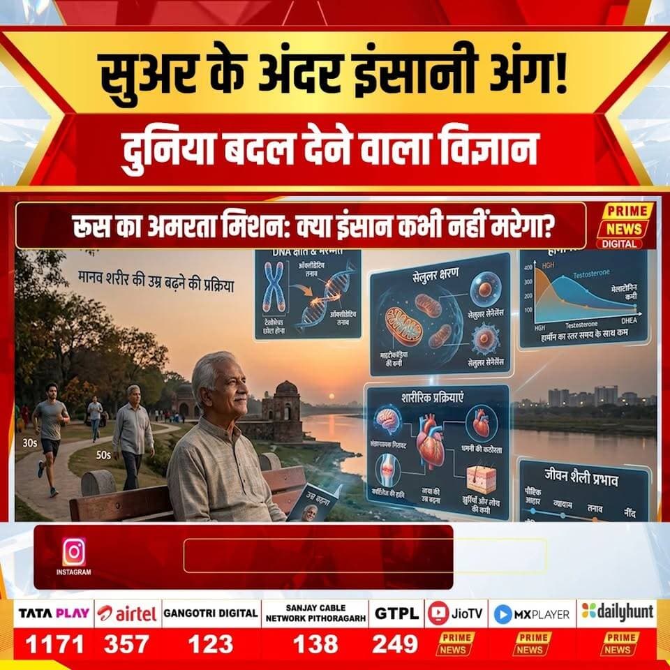 PRIME NEWS: क्या इंसान कभी बूढ़ा होना बंद कर देगा? रूस, अमेरिका और चीन अब इंसानी जीवन को लंबा करने और अंगों की कमी को खत्म करने की दौड़ में हैं। रूस का एंटी-एजिंग मिशन, अमेरिका का जीन-एडिटेड सुअर ट्रांसप्लांट, और चीन की तेजी से बढ़ती रिसर्च – जानिए विज्ञान की इस नई दुनिया के बारे में।
#antiaging #biotechnology #xenotransplantation #longlife #humanorgans #russia #america #china #genediting #healthscience #futuremedicine #primenews #primenewsnetwork
