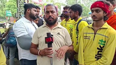 “हक और अधिकार की मांग को लेकर सड़कों पर उतरे ब्लिंकिट डिलीवरी पार्टनर, रणधीर वर्मा चौक पर जोरदार प्रदर्शन — देखिए LIVE सिर्फ 99 News पर।”