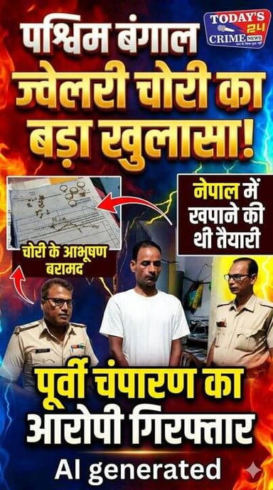 पश्चिम बंगाल के ज्वेलरी शोरूम में चोरी का खुलासा, पूर्वी चंपारण का आरोपी गिरफ्तार
पूर्वी चंपारण जिले के एक युवक को पश्चिम बंगाल के चर्चित ज्वेलरी चोरी कांड में गिरफ्तार किया गया है। आरोपी चोरी किए गए कीमती आभूषणों को नेपाल में खपाने की तैयारी में था, लेकिन उससे पहले ही पुलिस ने उसे दबोच लिया। उसके पास से चोरी के डायमंड और सोने के आभूषण बरामद किए गए हैं।
#champaranfirstnews #chakianew #motiharinews #amiteshkumar #biharnews #ranita #news18biharjharkhand #bihareksoch #motiharipolice #motiharinewsupdate #Todays_24_Crime_News #motiharpolice #motihari #motiharisp #SSB #ssbmotihari #nepal #nepalnews #NepaliNewsToday #NepalPolitics #IndoNepalBorder #IndoNepal #Internacional #international #InternationalNews #international #internationalrelations #BMW #MangalPandey #helthdipartmentbihar