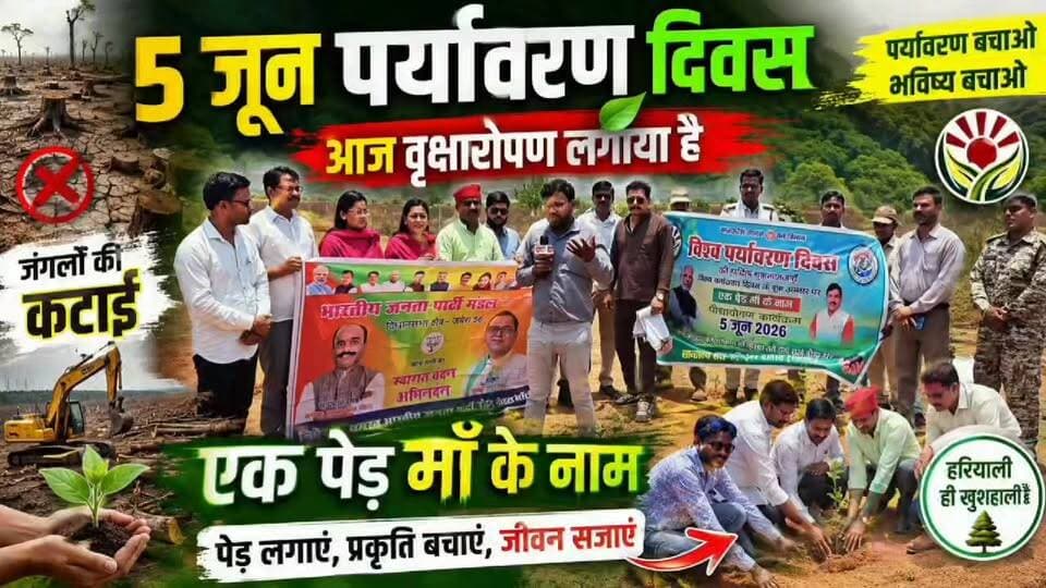 5 जून विश्व पर्यावरण दिवस: 'एक पेड़ मां के नाम' अभियान में जुटे लोग, जंगल बचाने और धरती को हरा-भरा बनाने का लिया संकल्प 🌱
आपने इस पर्यावरण दिवस पर कितने पौधे लगाए? कमेंट में जरूर बताएं। 🌱
#WorldEnvironmentDay #EkPedMaaKeNaam #EnvironmentDay2026 #PlantTrees #SaveEnvironment #GreenIndia #BJP #Jabera #Damoh #MadhyaPradesh