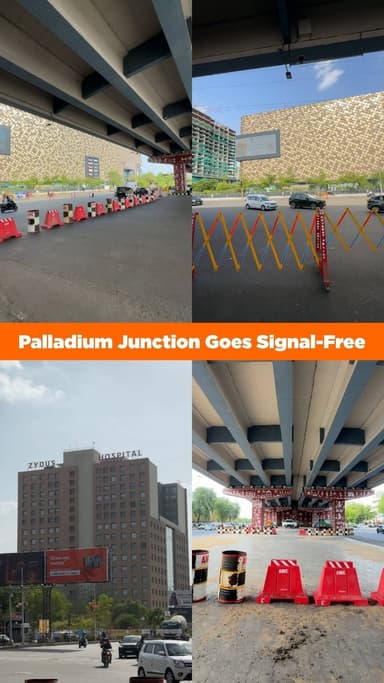 Palladium Junction has now been made signal-free in an effort to reduce congestion and improve traffic flow. Vehicles travelling from Palladium towards Zydus Hospital can no longer go straight and will need to use the newly created U-turns on either side of the junction.
While officials expect smoother movement and fewer bottlenecks, the real impact of this new traffic arrangement will become clear in the coming days, especially during peak hours when the area witnesses heavy traffic.
(Amdavad, Palladium, Traffic, Junction)
#Amdavad #Palladium #Traffic #Junction