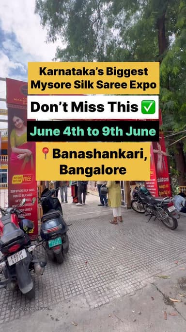 📍Sri Panchamukhi Kalyana Mantapa, Banashankari 3rd Stage,
Bengaluru 560085
June 4th to 9th June
Contact:- 9620567493, 9972231674
#banashankari #banashankaridevi #nammabengaluru #bangaloreblogger #mysoresilk