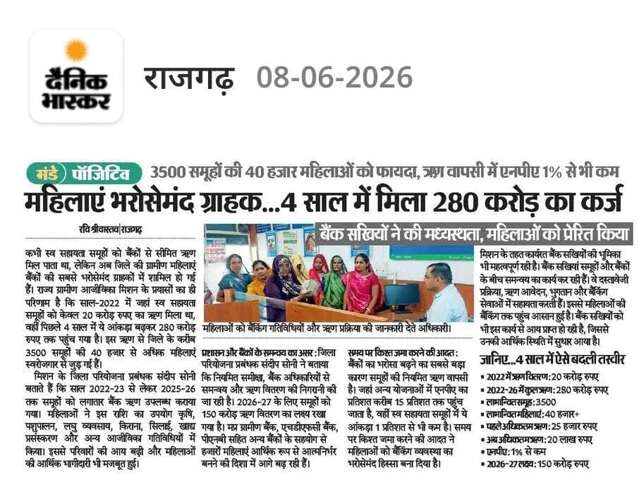 महिलाएं भरोसेमंद ग्राहक...4 साल में मिला 280 करोड़ का लोन, 3500 समूहों की 40 हज़ार महिलाओं को हुआ फ़ायदा
@JansamparkMP
@CMMadhyaPradesh https://t.co/DSncgHPbSR