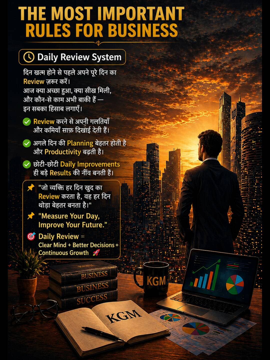 THE MOST IMPORTANT RULES FOR BUSINESS
⏰ Daily Review System