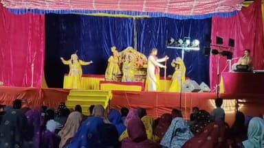 करौली:नांगलशेरपुर मे बालकदास आश्रम पर श्रीराम महायज्ञ में रासलीला का मंचन #57newskarauli