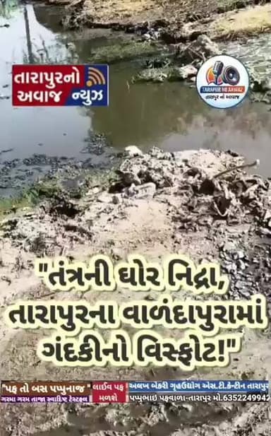 તારાપુરના વાળંદાપુરા ગામે મોટાફળિયામાં ઉભરાતી ગટરોનું સામ્રાજ્ય 9-6-2026
