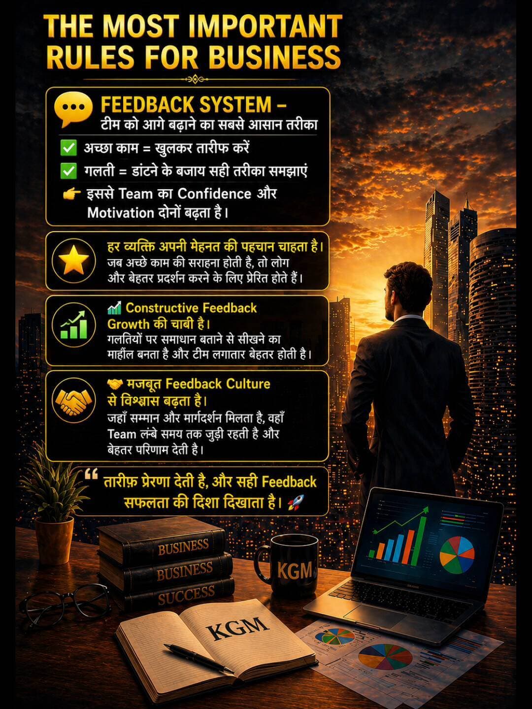 THE MOST IMPORTANT RULES FOR BUSINESS
💬 Feedback System