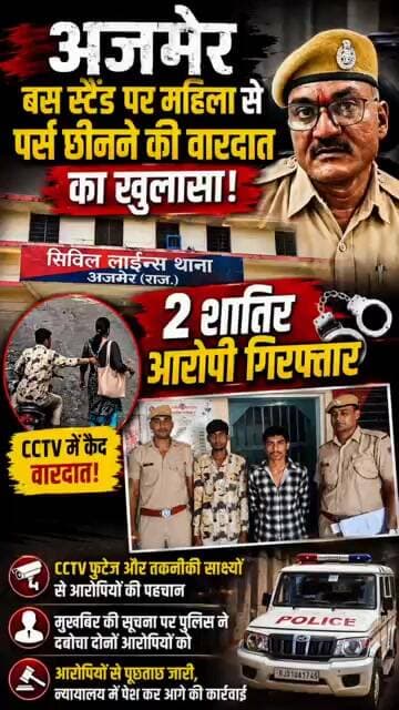 अजमेर में महिला से पर्स स्नैचिंग का खुलासा, CCTV ने खोला राज | 2 आरोपी गिरफ्तार #PrimeNewsAjmer