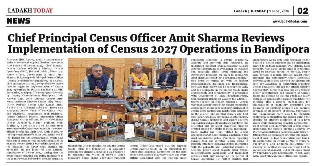 CPCO Sh. Amit Sharma, IAS reviewed Census 2027 operations in Bandipora.Accurate data builds 'Viksit Bharat 2047'. Every home counted brings a brighter tomorrow! ЁЯПбFor help, call 1855. Enumerators only ask 33 questionsтАФnever Aadhaar or bank details. ЁЯФТ<nis:link nis:type=tag nis:id=census2027 nis:value=Census2027 nis:enabled=true nis:link/> <nis:link nis:type=tag nis:id=bandipora nis:value=Bandipora nis:enabled=true nis:link/> https://t.co/KaFmwaPcc2