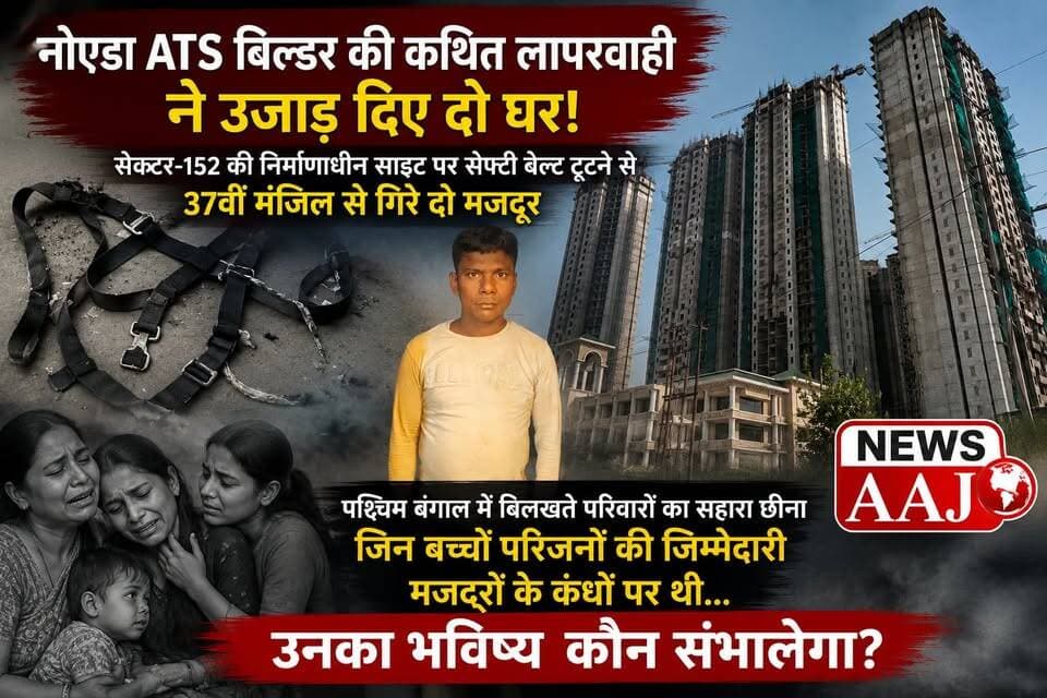 रोजगार की तलाश में घर से सैकड़ों किलोमीटर दूर आए दो मजदूर अब कभी अपने परिवारों के पास नहीं लौट पाएंगे। हादसे के बाद सबसे बड़ा सवाल यही है कि क्या मृतकों के परिवारों को न्याय और आर्थिक सहायता मिलेगी, और क्या इस दुर्घटना के लिए जिम्मेदार लोगों पर कार्रवाई होगी?#GreaterNoida #ATSProject #ConstructionSiteAccident #WorkerDeath #LabourSafety #NoidaNews #Sector152 #KnowledgePark #BreakingNews #WorkersRights #ConstructionSafety #JusticeForWorkers #WestBengalWorkers #RaisulHaq #AbdulSamad #BuilderNegligence #AccidentNews #RajatKumar #GroundReport #HindiNews