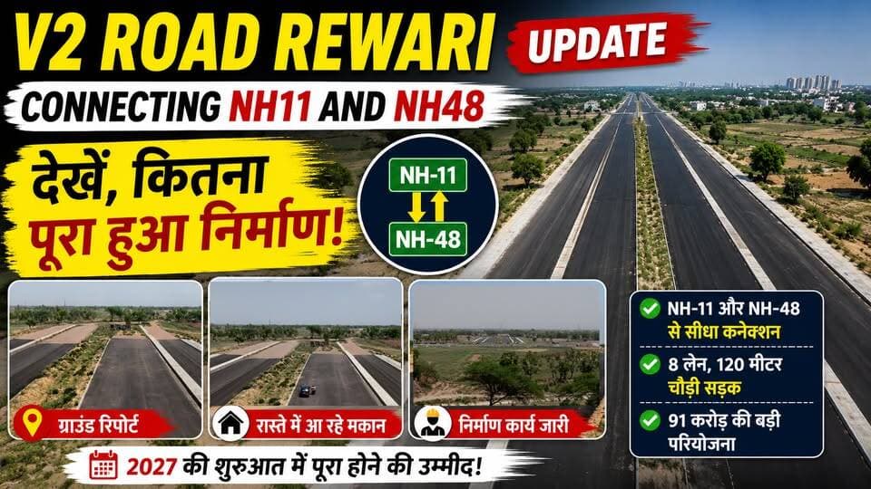 V2 Road Rewari: Connecting NH11 and NH48
देखें, कितना पूरा हुआ रेवाड़ी के V2 रोड़ का निर्माण !
120 मीटर चौड़ा, करीबन साढ़े 5 km लम्बा रोड़
निर्माण में आई अडचनों को दूर करने के लिए 3 विभागों की संयुक्त टीम का गठन
बीच सड़क आने वाले मकानों का सर्वे कर दिया जायेगा मुआवजा !
Rewari V2 Road Latest Update
V2 Road Rewari Construction Status
Rewari NH48 Connection Road
HSVP Rewari Road Project
Rewari New 120 Meter Road
Rewari Bypass Latest News
Rewari Infrastructure Update 2026
Haryana Development Projects
Rewari Sector 4 Road News
V2 Road Compensation Survey Rewari
#RewariNews #V2RoadRewari #RewariDevelopment #HaryanaNews #rewariupdate
DPR Haryana Nayab Saini Rao Inderjit Singh Laxman Yadav