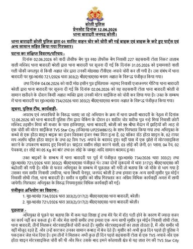 थाना बारादरी #bareillypolice द्वारा 01 शातिर वाहन चोर को चोरी की गई बाइक एवं बाइक के कटे हुए पार्ट्स एवं अन्य सामान सहित किया गया गिरफ्तार।
#UPPolice https://t.co/tUIZdu8q1P