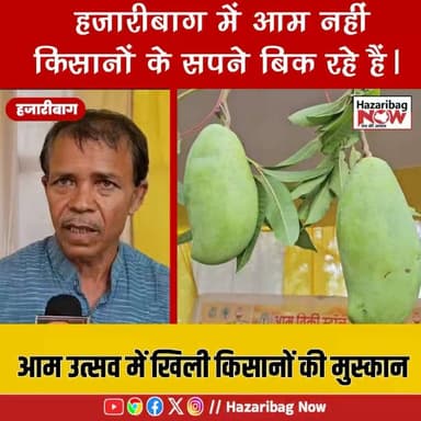 आम उत्सव में खिली मुस्कान
हजारीबाग के आम उत्सव में किसानों को मिला बेहतर बाजार। आम की बिक्री से बढ़ी आय, महिलाओं में खास उत्साह।
#Hazaribag #AamUtsav #Farmers #WomenFarmers #Jharkhand #MangoFestival #BreakingNews #RuralIndia #AtmanirbharBharat #MangoLovers