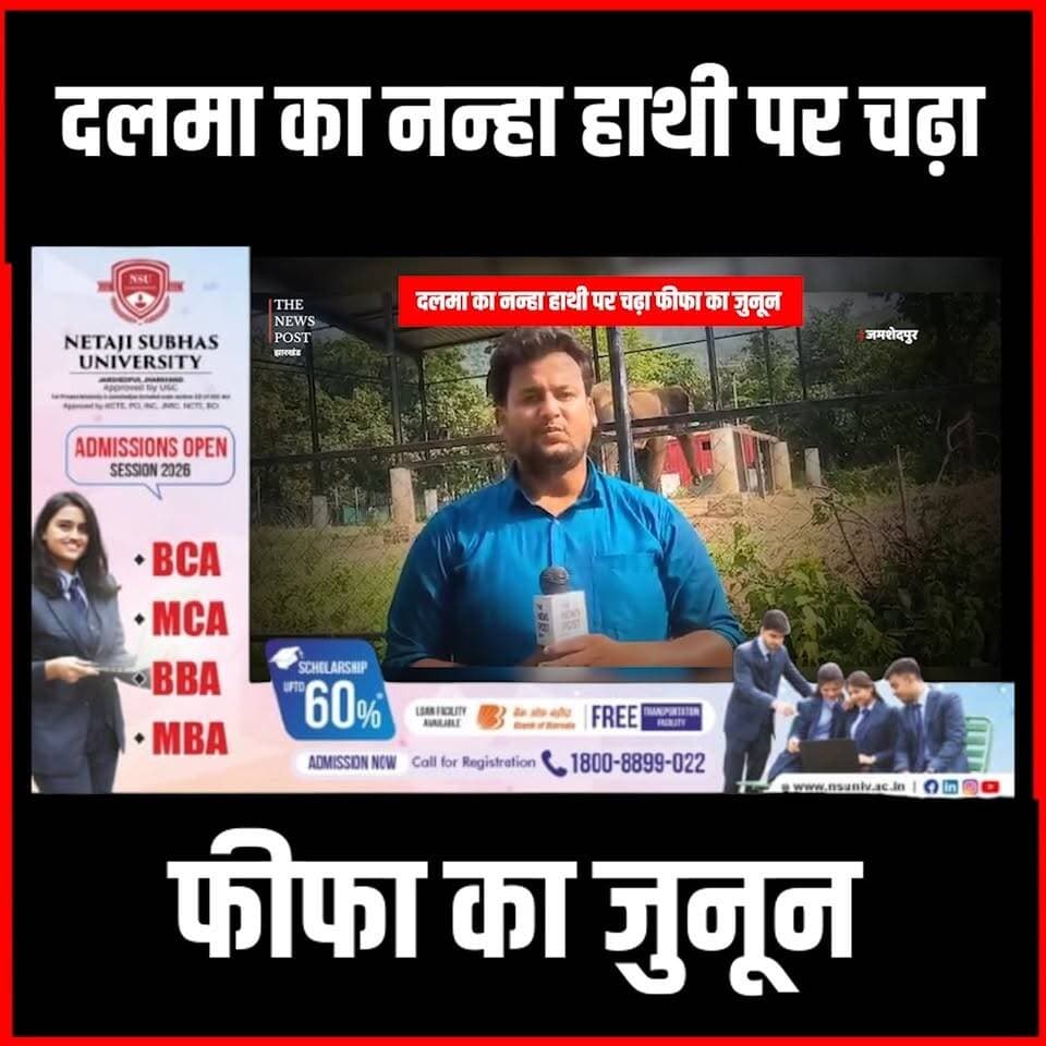 Dalma के नन्हे हाथी पर चढ़ा FIfa का जुनून,वन क्षेत्र से फुटबॉल खेल कर कर रहा मस्ती
#thenewspost #hathiraja #dalma #jamshedpurnews #badalhathi #hathi
