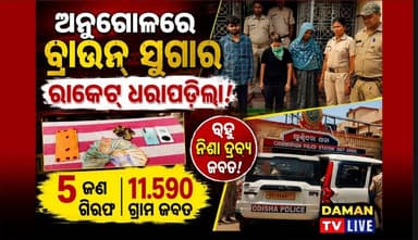 ବ୍ରାଉନ ସୁଗାର ୫ଜଣ ବେପାରୀ କୁ ବାନ୍ଧିଲା ପୋଲିସ#ଅନୁଗୁଳ#damantv