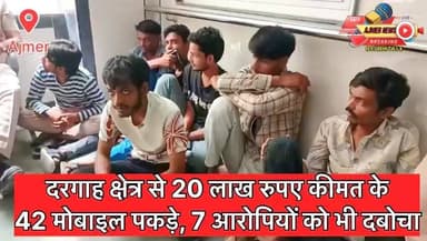 Ajmer : ख़्वाजा गरीब नवाज की दरगाह क्षेत्र से 20 लाख रुपए कीमत के 42 मोबाइल पकड़े और 7 आरोपी गिरफ्तार
दरगाह थाना पुलिस ने की कार्रवाई, सभी आरोपियों के ख़िलाफ़ पूर्व में है मुक़दमे दर्ज
( अजमेर न्यूज़ )
9351087614
#ajmer #news #khwaja #dargah #mobile #khwajagaribnawaz #chor #ajmerpolice #dargahpolice #dargahajmersharif