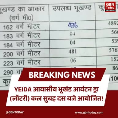 यमुना प्राधिकरण: आवासीय भूखंड आवंटन ड्रा कल सुबह दस बजे
#YEIDA #GreaterNoida #PlotAllotment #PropertyUpdate