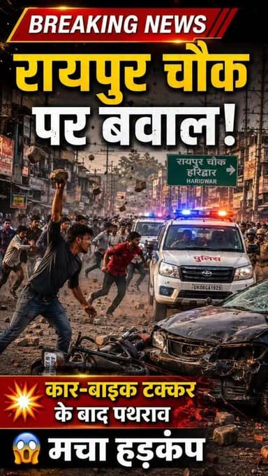 🚨 मामूली कार-बाइक टक्कर बनी बड़े बवाल की वजह!
हरिद्वार के रायपुर चौक पर एक छोटी सी सड़क दुर्घटना ने देखते ही देखते हिंसक रूप ले लिया। दोनों पक्षों में कहासुनी के बाद मारपीट और फिर जमकर पथराव हुआ। कई लोग घायल हुए और पूरे इलाके में अफरा-तफरी मच गई।
पुलिस ने मौके पर पहुंचकर स्थिति को नियंत्रित किया है और CCTV फुटेज के आधार पर आरोपियों की पहचान की जा रही है।
news source - https://www.jagran.com/uttarakhand/haridwar-haridwar-carbike-crash-leads-to-stone-pelting-injuries-40276219.html
⚠️ छोटी सी लापरवाही या गुस्सा कभी-कभी बड़े विवाद का कारण बन सकता है।
#Haridwar #HaridwarNews #RaipurChowk #BreakingNews #StonePelting RoadRage Bhagwanpur UttarakhandNews CrimeNews ViralNews LatestNews HaridwarHeart NewsUpdate PublicFight TrafficIncident