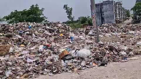 काशीराम आवास के पास नगर पालिका के कूड़ा डंपिंग से लोग परेशान