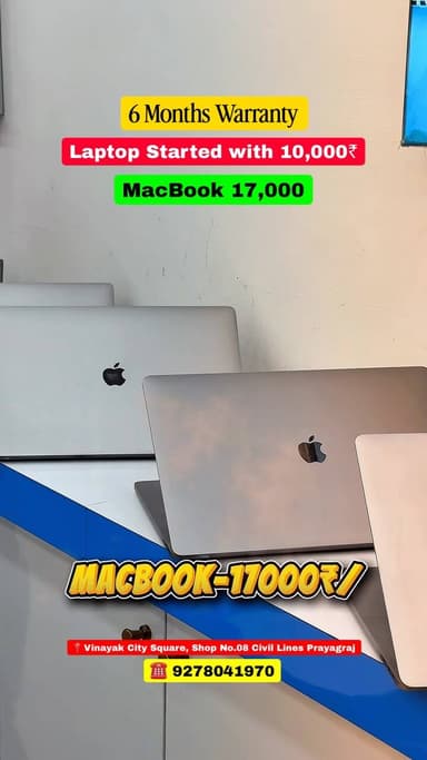 💻 Laptop Nation में आया है Fresh Stock!
✅ Laptop ₹10,000–12,000 से शुरू
✅ MacBook ₹17,000 से शुरू
✅ Free Accessories*
✅ 6 Months Warranty
✅ 1 Month Exchange Warranty
✅ Lifetime Free Software Support
📍Sophia Lorence Pan Shop के बगल में, Vinayak City Square, Shop No. 8, Civil Lines, Prayagraj.
Follow @my_world_prayagraj
#LaptopNation #Prayagraj #MacBook #LaptopDeals #myworldprayagraj