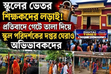 স্কুলের ভেতর শিক্ষকদের লড়াই! প্রতিবাদে গেটে তালা দিয়ে স্কুল পরিদর্শকের দপ্তর ঘেরাও অভিভাবকদের