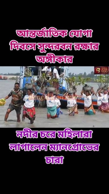 আন্তর্জাতিক যোগা দিবসে সুন্দরবন রক্ষার অঙ্গীকার, নদীর চরে মহিলারা লাগালেন ম্যানগ্রোভের চারা
