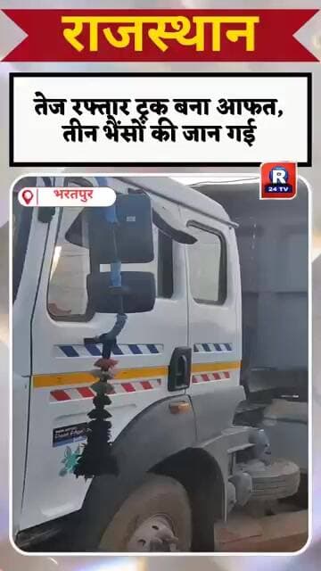 राजस्थान ♦️भरतपुर ♦️तेज रफ्तार ट्रक बना आफत, तीन भैंसों की जान गई