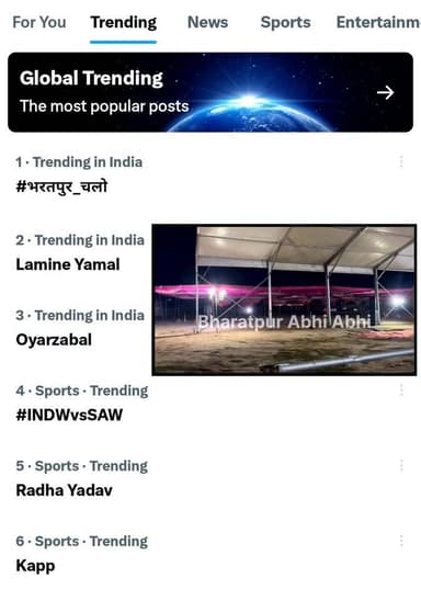 #लो_जी_ट्विटर_पर_भी_नंबर_1..
भरतपुर। 22 जून को आयोजित होने वाली 'हुंकार सभा' को लेकर देश भर के युवाओं और आमजन में भारी उत्साह देखा जा रहा है। सभा के समर्थन में सोशल मीडिया प्लेटफॉर्म ट्विटर पर "भरतपुर चलो" का नारा तेजी से वायरल हुआ और देखते ही देखते यह पूरे देश में नंबर 1 पर ट्रेंड करने लगा। लाखों लोगों ने इस हैशटैग के साथ पोस्ट शेयर कर सभा में शामिल होने का आह्वान किया है। इस डिजिटल ट्रेंड के बाद अंदेशा लगाया जा रहा है कि कल होने वाली इस हुंकार सभा को लेकर जनता में जबरदस्त माहौल है और इसमें भारी संख्या में लोगों के जुटने की संभावना है।