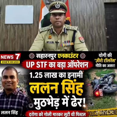 *The Saharanpur Voice/News 7*
*सच्चाई के साथ हरदम*
*👉🏾👉🏾योगी की 'जीरो टॉलरेंस' नीति का महा-एक्शन यूपी एसटीएफ ने सीना तानकर दिया जवाब, ढेर हुआ खूंखार इनामी लल्लन सिंह!!*
*👉🏾👉🏾अपराध के एक और बड़े अध्याय का अंत 1.25हजार के इनामी बदमाश से सीधी मुठभेड़, अपराधी की मौके पर मौत!!*
*सरसावा/सहारनपुर*
_उत्तर प्रदेश की 'जीरो टॉलरेंस' नीति का काल बनकर आज सहारनपुर की धरती पर कानून का डंडा गरजा है। जनपद में आतंक का पर्याय बन चुके और 1.25 लाख रुपये के इनामी कुख्यात बदमाश लल्लन सिंह का काला साम्राज्य अब इतिहास के पन्नों में दफन हो गया!स्पेशल टास्क फोर्स ने सहारनपुर में बड़ी कार्रवाई करते हुए सवा लाख रुपये के इनामी कुख्यात अपराधी ललन सिंह उर्फ लल्लन को मुठभेड़ में मार गिराया। बिहार के समस्तीपुर निवासी ललन सिंह पर हत्या, लूट, डकैती और पुलिस पर हमले समेत कई संगीन मुकदमे दर्ज थे। देर रात सरसावा थाना क्षेत्र के नकुड़ रोड पर हुई मुठभेड़ में वह गंभीर रूप से घायल हो गया, जिसके बाद अस्पताल में उपचार के दौरान उसकी मौत हो गई। सूचना मिलने पर यूपी एसटीएफ की टीम ने सरसावा क्षेत्र में घेराबंदी की। पुलिस के अनुसार, खुद को घिरता देख ललन सिंह ने टीम पर फायरिंग शुरू कर दी। जवाबी कार्रवाई में उसे गोली लगी और वह घायल होकर गिर पड़ा। घायल बदमाश को तत्काल अस्पताल पहुंचाया गया, जहां चिकित्सकों ने उसे मृत घोषित कर दिया। हालांकि उसका एक साथी मौके से फरार होने में सफल रहा, जिसकी तलाश में पुलिस लगातार अभियान चला रही है। वाराणसी पुलिस ने उस पर 1 लाख रुपये का इनाम घोषित किया था और चंदौली पुलिस की ओर से 25 हजार रुपये का अतिरिक्त इनाम था। वर्ष 2022 में वाराणसी में एक दरोगा को गोली मारकर उनकी सरकारी पिस्टल लूटी गई थी बिहार में दो सब-इंस्पेक्टर, बैंक कैशियर और सुरक्षा गार्ड समेत 7 हत्याओं के मामलों में नामजद था। लल्लन सिंह हत्या, लूट, डकैती और पुलिस पर हमले के कई मामलों में वांछित चल रहा था। चंदौली में युवक की हत्या कर मोटरसाइकिल लूटने की वारदात को भी अंजाम दिया था।कुख्यात अपराधी के मारे जाने के बाद यूपी और बिहार पुलिस ने राहत की सांस ली है। वहीं फरार साथी की गिरफ्तारी के लिए STF और स्थानीय पुलिस की टीमें लगातार संभावित ठिकानों पर दबिश दे रही हैं।।सहारनपुर पुलिस का संदेश साफ है! या तो अपराध का रास्ता छोड़ दो, या फिर कानून की गोलियों का सामना करने के लिए तैयार रहो।"यह केवल एक एनकाउंटर नहीं, बल्कि उन सभी के लिए खुली चेतावनी है जो खुद को कानून से ऊपर समझते हैं। सहारनपुर की धरती अब अपराधियों के लिए श्मशान साबित हो रही है"_